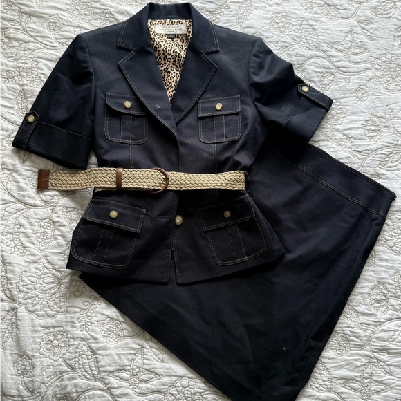 Tahari Black Blazer with Tan Belt Set - Picture 1 of 6